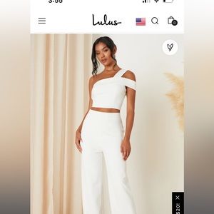 New bold and Ambitious White One-Shoulder Two-Piece Jumpsuit
